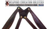 TOM'S "EXOTIC PYTHON HORIZONTAL - BIKINI - SHOULDER HOLSTER" - CUSTOM HAND-MADE DOUBLE THICK REINFORCED LEATHER SEMI-AUTO SHOULDER RIG. HORIZONTAL HOLSTER, MUZZLE EXPOSED - REINFORCED W/ 1.75" REAR BACK STRAP. CUSTOM HARNESS INCLUDED. BELT NOT NEEDED.