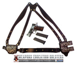 TOM'S "EXOTIC PYTHON HORIZONTAL - BIKINI - SHOULDER HOLSTER" - CUSTOM HAND-MADE DOUBLE THICK REINFORCED LEATHER SEMI-AUTO SHOULDER RIG. HORIZONTAL HOLSTER, MUZZLE EXPOSED - REINFORCED W/ 1.75" REAR BACK STRAP. CUSTOM HARNESS INCLUDED. BELT NOT NEEDED.