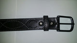 TOM'S "EXOTIC STITCHED GUN BELT" FOR DRESS OR CASUAL. (TOM'S FAVORITE) DOUBLE THICK REINFORCED W/ FLEXIBLE POLYMER WITHIN LEATHER GUN BELT