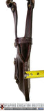 TOM'S "EXOTIC PYTHON VERTICAL SHOULDER HOLSTER" - CUSTOM HAND-MADE DOUBLE THICK REINFORCED LEATHER SEMI-AUTO SHOULDER RIG. OPEN TOP VERTICAL HOLSTER, MUZZLE COVERED WITH LEATHER. CUSTOM HARNESS INCLUDED. BACK OF HOLSTER ATTACHES TO GUN BELT.
