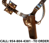 TOM'S "MODIFIED DOC HOLLIDAY" - CUSTOM HAND-MADE DOUBLE THICK REINFORCED LEATHER LARGE VERTICAL SEMI-AUTO OR REVOLVER SHOULDER HOLSTER RIG. CLICK HERE.