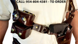 TOM'S "MODIFIED DOC HOLLIDAY" - CUSTOM HAND-MADE DOUBLE THICK REINFORCED LEATHER LARGE VERTICAL SEMI-AUTO OR REVOLVER SHOULDER HOLSTER RIG. CLICK HERE.