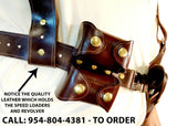 TOM'S "MODIFIED DOC HOLLIDAY" - CUSTOM HAND-MADE DOUBLE THICK REINFORCED LEATHER LARGE VERTICAL SEMI-AUTO OR REVOLVER SHOULDER HOLSTER RIG. CLICK HERE.