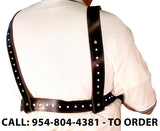 TOM'S "MODIFIED DOC HOLLIDAY" - CUSTOM HAND-MADE DOUBLE THICK REINFORCED LEATHER LARGE VERTICAL SEMI-AUTO OR REVOLVER SHOULDER HOLSTER RIG. CLICK HERE.