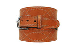 TOM'S "EXOTIC STITCHED GUN BELT" FOR DRESS OR CASUAL. (TOM'S FAVORITE) DOUBLE THICK REINFORCED W/ FLEXIBLE POLYMER WITHIN LEATHER GUN BELT