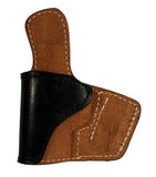 TOM'S "TWO TONE INSIDE THE POCKET HOLSTER" DOUBLE THICK STEEL MESH REINFORCED LEATHER - INCLUDES QUALITY METAL CLIP - ATTACHES TO BELT FOR IWB OR KEEP IT IN YOUR POCKET
