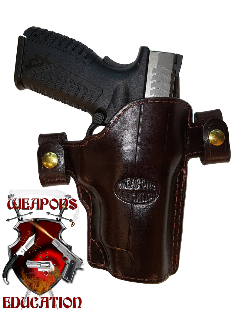 TOM'S "CUSTOM OPEN TOP / BELT LOOPED - KEEPERS HOLSTER" DOUBLE THICK STEEL MESH REINFORCED LEATHER - HIGH END BRASS HARDWARE INCLUDED