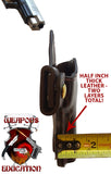 TOM'S "CUSTOM OPEN TOP / BELT LOOPED - KEEPERS HOLSTER" DOUBLE THICK STEEL MESH REINFORCED LEATHER - HIGH END BRASS HARDWARE INCLUDED