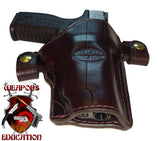 TOM'S "CUSTOM OPEN TOP / BELT LOOPED - KEEPERS HOLSTER" DOUBLE THICK STEEL MESH REINFORCED LEATHER - HIGH END BRASS HARDWARE INCLUDED
