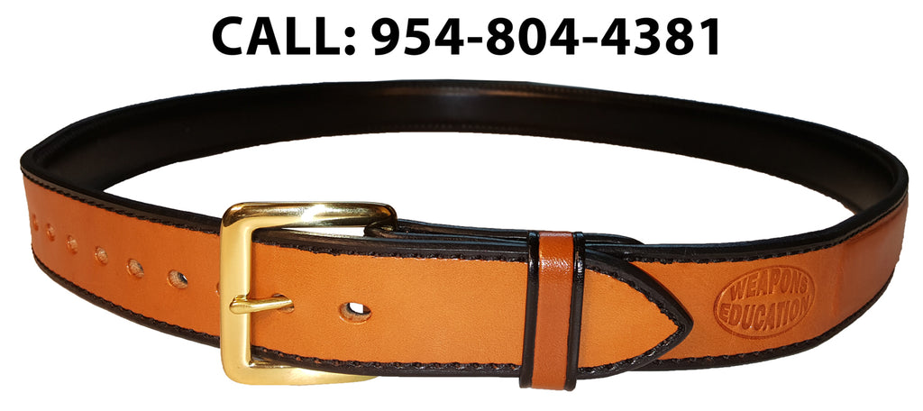 TOM'S "HIGHLIGHTED BLACK EDGE STYLISH GUN BELT" REINFORCED DOUBLE THICK LEATHER GUN BELT