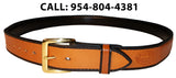 TOM'S "HIGHLIGHTED BLACK EDGE STYLISH GUN BELT" REINFORCED DOUBLE THICK LEATHER GUN BELT