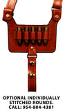 TOM'S "MODIFIED DOC HOLLIDAY" - CUSTOM HAND-MADE DOUBLE THICK REINFORCED LEATHER LARGE VERTICAL SEMI-AUTO OR REVOLVER SHOULDER HOLSTER RIG. CLICK HERE.