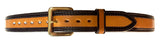 TOM'S "DOUBLE STITCHED HIGHLIGHTED BLACK EDGE STYLISH GUN BELT" REINFORCED DOUBLE THICK LEATHER GUN BELT