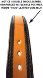 TOM'S "DOUBLE STITCHED HIGHLIGHTED BLACK EDGE STYLISH GUN BELT" REINFORCED DOUBLE THICK LEATHER GUN BELT