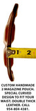 TOM'S "SIDEARM DOUBLE MAG CARRIER" DOUBLE SEMI-AUTO ANGLED SLIDE THROUGH BELT DOUBLE THICK REINFORCED LEATHER MAG POUCHES
