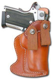 TOM'S "INSIDE WAIST BAND SEMI-AUTO MASTERPIECE HOLSTER" DOUBLE THICK STEEL MESH REINFORCED LEATHER. NO THUMB STRAP AND DUAL BELT LOOPS