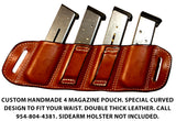 TOM'S "SIDEARM QUAD MAG CARRIER" SEMI-AUTO ANGLED SLIDE THROUGH BELT DOUBLE THICK REINFORCED LEATHER MAG POUCHES