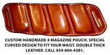 TOM'S "SIDEARM QUAD MAG CARRIER" SEMI-AUTO ANGLED SLIDE THROUGH BELT DOUBLE THICK REINFORCED LEATHER MAG POUCHES