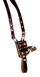 TOM'S "VERTICAL TILT-REVOLVER" - PISTOL PIVOTS! QUICKEST DRAW! CUSTOM HAND-MADE DOUBLE THICK LEATHER. SHOULDER HOLSTER RIG. VERTICAL HOLSTER THAT MOVES FOR A COMFORTABLE FIT AND DRAW.  BOTTOM OF STRAP ATTACHES TO ONE OF TOM’S QUALITY GUN BELTS. CLICK HERE