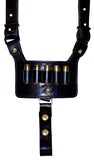 TOM'S MASSIVE REVOLVER HOLSTER WITH OPTICS - "THE BIG BORE CANNON" CUSTOM HAND-MADE DOUBLE THICK REINFORCED LEATHER REVOLVER SHOULDER HOLSTER RIG - HOLSTER AND AMMO ATTACHES TO BELT. VERTICAL - SPEED LOADER POUCHES - OPTIONAL. CLICK HERE.