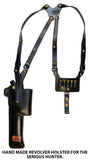 TOM'S MASSIVE REVOLVER HOLSTER WITH OPTICS - "THE BIG BORE CANNON" CUSTOM HAND-MADE DOUBLE THICK REINFORCED LEATHER REVOLVER SHOULDER HOLSTER RIG - HOLSTER AND AMMO ATTACHES TO BELT. VERTICAL - SPEED LOADER POUCHES - OPTIONAL. CLICK HERE.