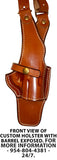 TOM'S "BIKINI CLASSIC" - CUSTOM HAND-MADE DOUBLE THICK REINFORCED LEATHER SEMI-AUTO VERTICAL RIG OPEN BOTTOM SHOULDER HOLSTER - MUZZLE EXPOSED - INCLUDES 2 VERTICAL MAG POUCHES ON OPPOSITE SIDE. CLICK HERE.