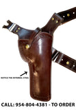TOM'S "MODIFIED DOC HOLLIDAY" - CUSTOM HAND-MADE DOUBLE THICK REINFORCED LEATHER LARGE VERTICAL SEMI-AUTO OR REVOLVER SHOULDER HOLSTER RIG. CLICK HERE.