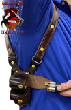 TOM'S "QUICK ACCESS" – REVOLVER - CUSTOM HAND-MADE DOUBLE THICK REINFORCED LEATHER SHOULDER HOLSTER RIG FOR QUICK ACCESS. (DOES NOT ATTACH TO YOUR BELT). INCLUDES MILITARY GRADE LOWER BACK STRAP.