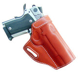 TOM'S "CROSSDRAW ANGLED HOLSTER - GREAT FOR DRIVING" DOUBLE THICK STEEL MESH REINFORCED LEATHER