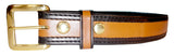 TOM'S "DOUBLE STITCHED HIGHLIGHTED BLACK EDGE STYLISH GUN BELT" REINFORCED DOUBLE THICK LEATHER GUN BELT