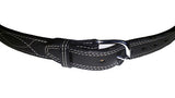 TOM'S "EXOTIC STITCHED GUN BELT" FOR DRESS OR CASUAL. (TOM'S FAVORITE) DOUBLE THICK REINFORCED W/ FLEXIBLE POLYMER WITHIN LEATHER GUN BELT