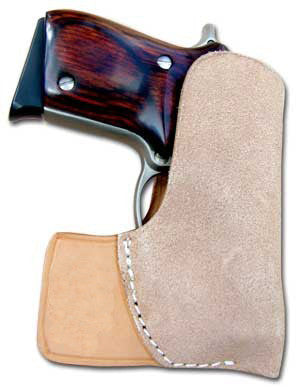 TOM'S "SUEDE POCKET HOLSTER, TWO TONE" - DOUBLE THICK STEEL MESH REINFORCED LEATHER COMBO GUN HOLSTER
